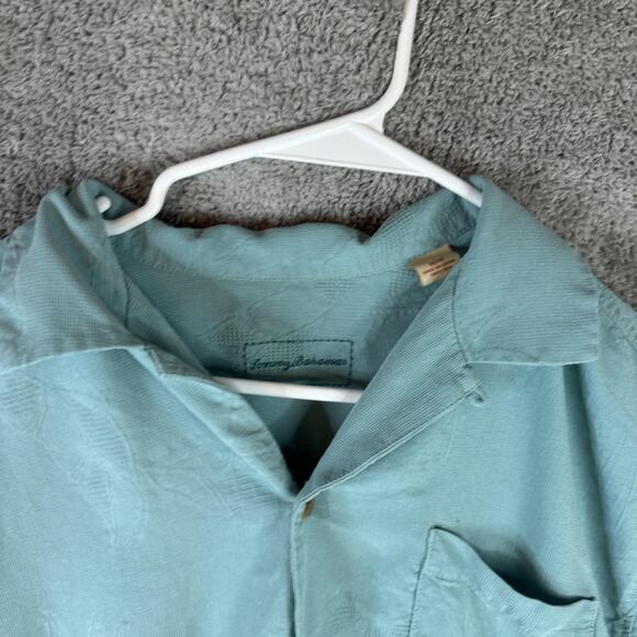 Tommy Bahama Shirt Mens Medium Seafoam Green Silk Jacquard Camp Button Front - Picture 7 of 14